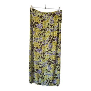 Walter US 6 UK 10 Floral Maxi Skirt Yellow Purple Rayon Vintage Boho 38in Length - Picture 1 of 5