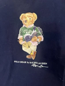 Ralph Lauren Polo Bear US History T Shirt Mens Logo Vintage 90s Blue Flaw Read - Picture 1 of 6