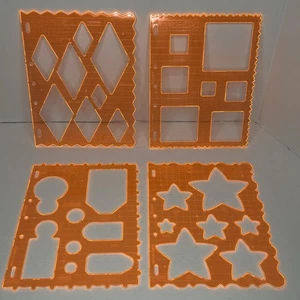 4 FISKARS Templates Stencils Stars Diamonds Tags Squares Hard Plastic 8.5"x11" - Picture 1 of 12