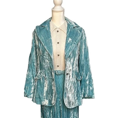 Vintage 1970’s Henry Higgins butterfly collar dress with crushed velvet jacket - Image 1 of 4