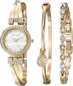 Damen Premium Kristall Akzent Armreif Uhr und Armband, Silber Armreif Uhr - Bild 1 von 12