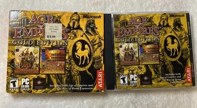Age of Empires +Rise of Rome Expansion Gold Edition Sleeve PC CD ROM Atari Vtg - Image 1 of 4