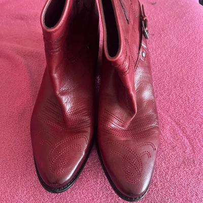 Franco Sarto Boots  Waco Western Boot Ankle Red Leather Women's Size US 9.5 M - Image 1 of 4