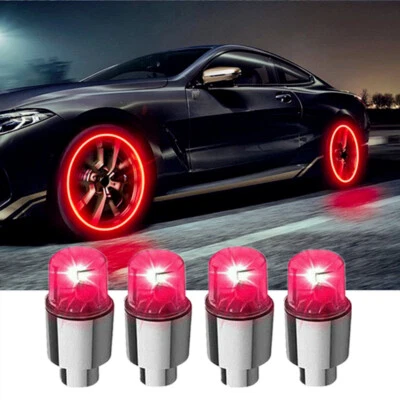 4x Car Auto Wheel Tyre Tire Air Valve Stem LED Light Caps Cover Accessories Red - Image 1 of 4