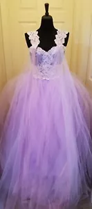 Romantic Lilac & Mauve Gatsby Inspired Lace Tulle Bridal Wedding Ballgown Set - Picture 1 of 9