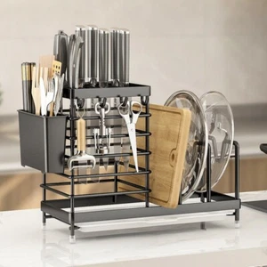 Soporte para cuchillos tabla de cortar organizador soporte tapa olla estante de secado almacenamiento utensilios de cocina - Imagen 1 de 12