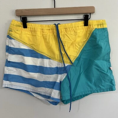 Bañador Jantzen vintage para hombre grande L bloques de colores bolsillos forrados años 90 colorido Foto 1 de 4