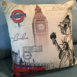 17" Cushion COVER Statue of Liberty London clock Throw Pillow Case with INSERITS - Picture 1 of 7