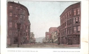 CONGRESS STREET Scene RUMFORD FALLS, Maine ME from Music Store - Postcard - Picture 1 of 2