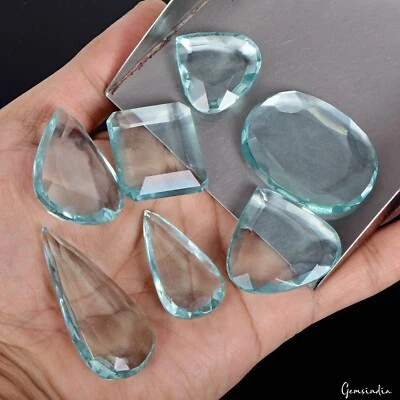 400 Ct. Hydro Aquamarine Teal Green Mix Cut Loose Gemstone for Gift 26-49mm - Image 1 of 4