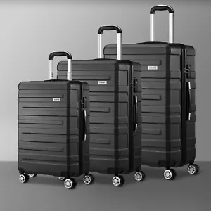 Mazam 3PCS Luggage Suitcase Trolley Set Travel TSA Lock Storage Hard Case Black - Picture 1 of 10