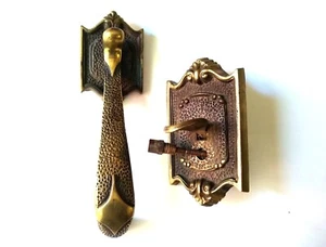 Vintage Heavy Bronze Door Handle with the Number 13 Thumb Latch, Spooky Handle - Picture 1 of 7