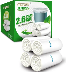 Clear Small Trash Bags 2.6 Gallon Garbage Bags Wastebasket Bin Liners 220 Count - Picture 1 of 12