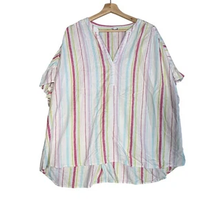 Crown & Ivy Bluse Oberteil Damen Gr. 2X Mehrfarbig Gestreift Schlitz Ausschnitt Rüschenärmel - Bild 1 von 4