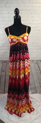 NUEVO SIN ETIQUETAS Multi-impresión BISOU BISOU largo maxi vestido de verano - TALLA 8 / PRECIOSO!!!! Foto 1 de 4