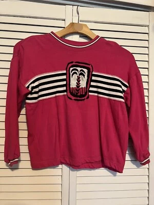 CHAUS SPORTS Vintage Women’s Size Small Petites Sweater Screen Print Design PINK - Image 1 of 4