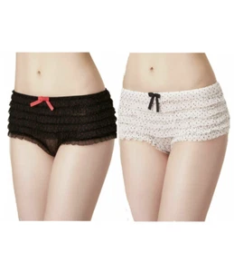 PASSIONATA BY CHANTELLE *2 PAIRS* SHORT RUFFLED KNICKERS Black / White *RRP £24* - Picture 1 of 3