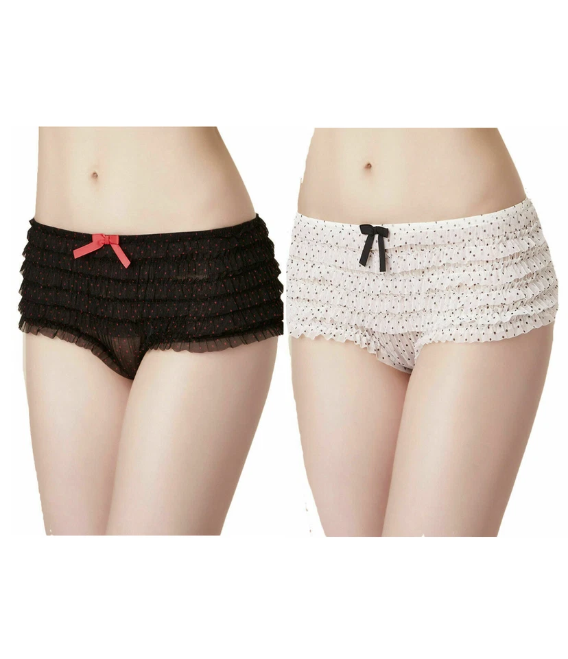 PASSISATA BY CHANTELLE *2 PARES* BRAGAS CORTAS CON VOLANTES Negras/Blancas *PVP £24* Foto 1 de 3