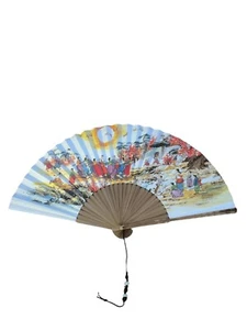 Korean Traditional Crafts Beautiful Folding Hand Fan Korean paper Folk Paint - Picture 1 of 8