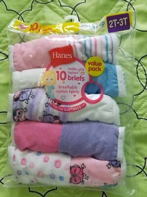 New sealed Toddler Girl Cotton tagless Briefs 2T-3T 10Pack Plain strips Owl dots - Image 1 of 2