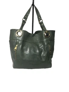 Steve Madden Handbag Green Travel Tote Coated Croco Extra Large Purse - Picture 1 of 12