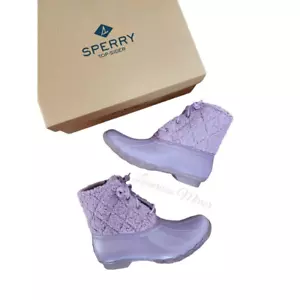 Sperry Top-Sider Damen Salzwasser-Ente Stiefel lila Sherpa oberer Knöchelreißverschluss 8 neu - Bild 1 von 8