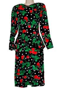 Barbara Barbara Vintage Black floral polka dost Long Sleeve Dress Size:8 - Picture 1 of 10