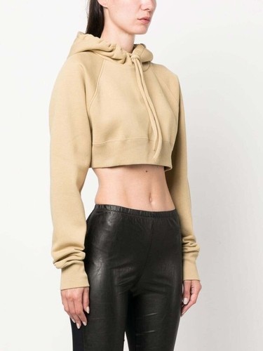 Felpa con cappuccio MM6 Maison Margiela super cropped raglan beige piccola