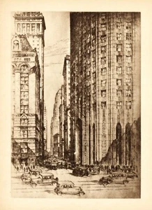 1939 Anton Schutz Etching "Gateway to Wall Street" - Bild 1 von 5
