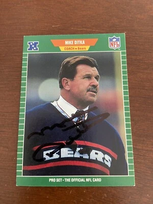 1989 Pro Set Mike Ditka Autographed Football Card Coach #53 Chicago Bears - Image 1 of 2