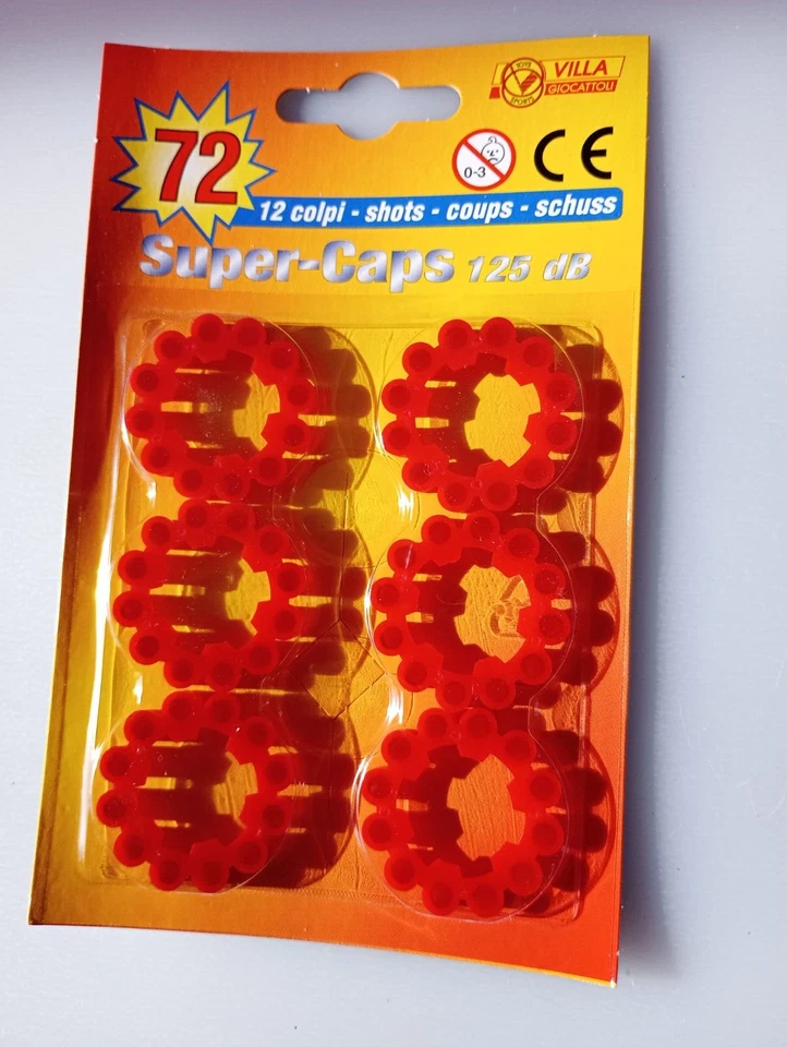 VILLA GIOCATTOLI Munizioni A Scoppio Da 72 Colpi Per Pistola Giocattolo Blister 12 x 6 125 DB