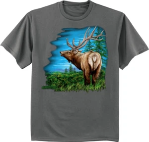 Wildlife Elk T-shirt Mens Graphic Tee Big Game Hunting Gifts Outdoor Gear - Picture 1 of 1