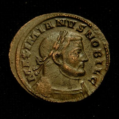 Billon Follis Galerius Cæsar Rv GENIO POPVLI ROMANI 10.23 gr 27-9mm Trier AD 303 - Image 1 of 2