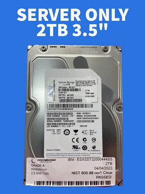 IBM Seagate 2TB 7200RPM SAS 6Gb/s 3.5" Hard Drive ST32000444SS 49Y1875 49Y1874 - Image 1 of 4