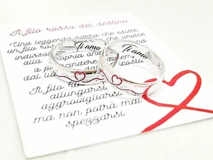 ANELLO FEDE FEDINA FIDANZAMENTO FILO ROSSO DEL DESTINO PERSONALIZZABILE ARGENTO - Foto 1 di 8