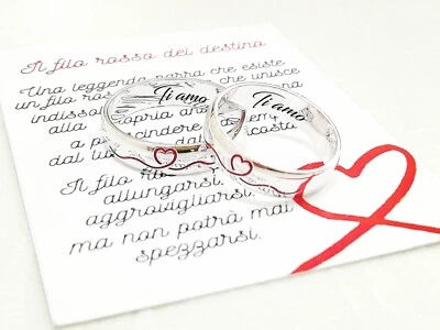 ANELLO FEDE FEDINA FIDANZAMENTO FILO ROSSO DEL DESTINO PERSONALIZZABILE ARGENTO  - Immagine 1 di 4