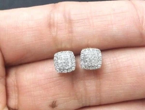 DEAL! 0.25CT NATURAL DIAMOND CUSHION STUDS EARRINGS 10K GOLD 6.20MM - Picture 1 of 12