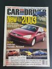 Car and Driver Magazine October 2002 Honda Accord PT Cruiser Nissan Chevy Saturn