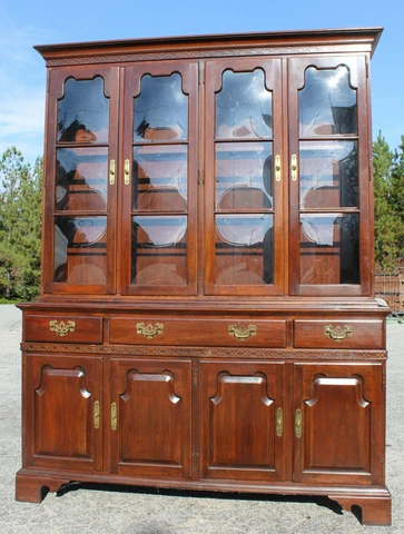 Ethan Allen Cherry Bubble Glass Illuminated China Cabinet Hutch / Bookcase Cover