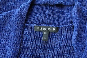 Eileen Fisher Blue Linen Blend Open Cardigan Sweater Medium - Picture 1 of 6