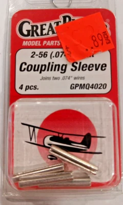 GREAT PLANES PN #GPMQ4020   ~NIP~ Coupling Sleeve 2-56 (.074") Split 4 pcs. - Image 1 of 2