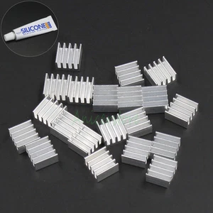 10pcs 9*9*4mm Mini Aluminium Fin For IC LED Chipset RAM Cooling w/Thermal Glue - Picture 1 of 7