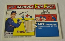 2005 TOPPS BAZOOKA DAVE JUSTICE BRAVES GAME USED BAT CARD FF-DJ2 FUN FACT