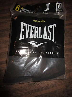 6 pares de calcetines cortos de algodón Everlast para hombre talla de zapato 6-12 cojín completo negro Foto 1 de 4