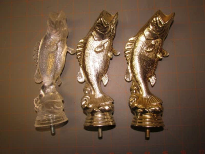 Lot of 3 Fishing Bass Figure Cast resin trophy gift mount find props craft KJ - Image 1 of 4