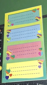 Vintage Stickers Spanish Rainbow  Hearts Labels  1 Sheet Big  code18-1 - Picture 1 of 3