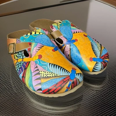 Anuschka кожи стрекоза узор мул сабо поскользнуться туфли размер 11 ЕС 42 - Изображение 1 из 4