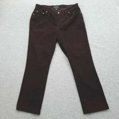 Pantalón de pana fina Lauren Ralph Lauren Wale para mujer talla 10 pierna recta marrón  Foto 1 de 4