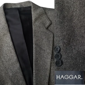 Blazer Haggar Hopsack Lana Tweed 46R Gris Abrigo Deportivo Chaqueta Mini-Espiga - Imagen 1 de 20
