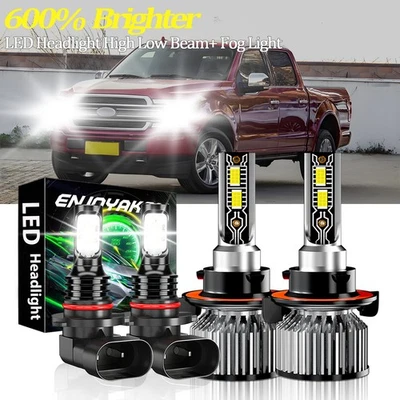 For Ford F-450 Super Duty 2005-2019 LED Headlight Fog Light Bulbs Plug & Play - Image 1 of 4
